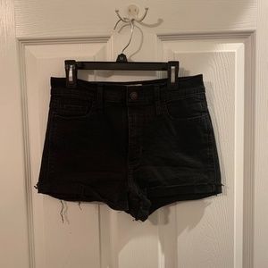 American Eagle Stretch Black Ripped Jean Shorts